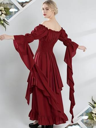 中世纪文艺复兴时期系腰连衣裙，角色扮演服装，欧式风格，夏季