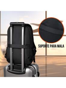 Men's Waterproof College Backpack For Notebook - 黑色 - 查看 4