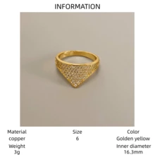 VKHK 1 pieza Anillo decorado con circonita brillante de lujo, adecuado como accesorio de boda/regalo para mujeres - Multicolor - Ver 20