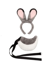 兔耳尾巴角色扮演套装，情人节派对表演道具，逼真兔子头箍狐狸耳朵发箍，性感尾巴服装，情侣角色扮演道具，单身派对新年嘉年华配饰，趣味生日礼物 - 彩色 - 查看 10