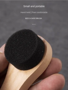 1pc Household Leather Shoes & Clothing Brush, Wooden Handle Mini Shoe Brush, Wholesale Sponge Shoe Polishing Oiling Cleaning Care Tool - Multicolor - View 5