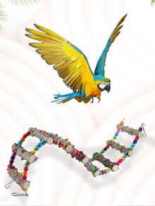 1pc Parrot Ladder Toy, Colorful Beaded Climbing Ladder, Cockatiel Perch Stand For Parrots To Climb, Chew, Scratch, Bird Cage Accessories, Pet Supplies