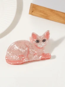 1pc Cute Cat Design Hair Clip, Cartoon Shark Claw Clamp Hairpin Hair Accessories,Fashion Claw Clips,Women Hair Clutch,Girls Hair Claw - Multicolor - View 5