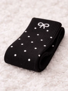 5 đôi tất trẻ em màu trơn với họa tiết chấm bi và nơ thêu dễ thương, phù hợp cho cả bé trai và bé gái, mềm mại, thoải mái, thoáng khí, món quà lý tưởng cho trẻ em quanh năm. - Nhiều màu - Xem 6