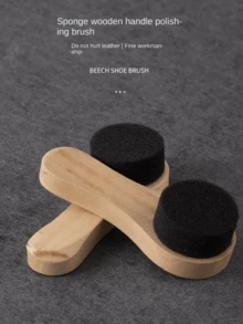 1pc Household Leather Shoes & Clothing Brush, Wooden Handle Mini Shoe Brush, Wholesale Sponge Shoe Polishing Oiling Cleaning Care Tool - Multicolor - View 2