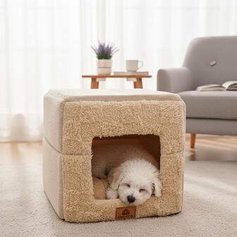 1 st sluten husdjursbädd, varm- och köldtålig för små hundar och katter, avtagbar botten, skumfylld, ger en känsla av trygghet för husdjur