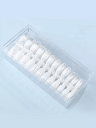 504pcs Box Transparent Seamless Almond Nail False Nails, Mixed 12 Sizes Full Coverage Water Drop French Press-On Nail Tips