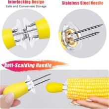 5pcs Corn Holders, Metal Corn Cob Rack Skewers, Interlocking Corn Skewers Design, For Home Cooking Grilling Camping, Portable & Easy To Clean, Minimalist & Practical - A - View 6
