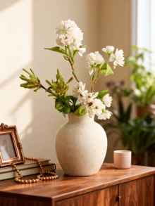Vaso de cerâmica vintage (1 unidade), estilo rústico retrô, redondo e decorativo, ideal para encontros em casa, decoração de sala de estar, igreja, escritório, hall de entrada e para arranjos de flores. Vaso de vidro. - Branco - Ver 2