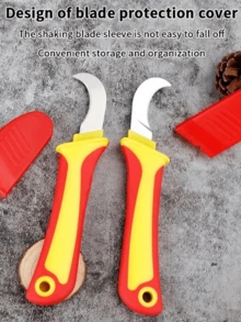 Peeling Knife Electrician Knife Insulated Cable Stripping Snips Straight Curved Hook Fixed Blade Wire Stripper Peeling Hand TooL - Black - View 2