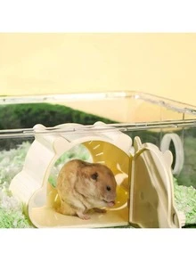 1pc Transparent Hamster Habitat, Cartoon Magnetic Cage With Bear & Flower Branch Design, Suitable For All Seasons, Comfortable Hamster Hideaway, Durable Material, Small Pet Supplies - Multicolor - View 16