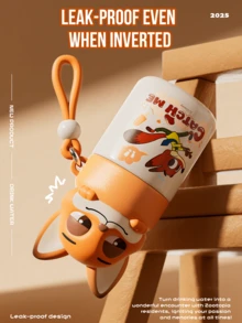 Nick Wilde "Hide And Seek" Cute Insulated Water Bottle (200ml), With Green Cap, SUS316 Stainless Steel Inner Lining, Leak-Proof Design, 2 Drinking Modes (Straw + Open Mouth), Adjustable Strap, Portable Handle, Keeps Warm/Cold For Hours, Durable Material, Adorable Fox Cartoon Style, Ideal For School, Travel, Outdoor Hydration, Also A Great Collectible Gift For Birthday, Christmas - Nick 200ml - View 6