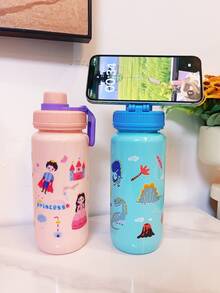4 colores 700ml Botella de agua para niños, Taza de agua para estudiantes, Lindo regalo para niños y niñas, Adecuado para exteriores, campus, deportes, graduación, Taza con tema de animales de dibujos animados portátil - Multicolor - Ver 4
