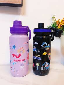 4 colores 700ml Botella de agua para niños, Taza de agua para estudiantes, Lindo regalo para niños y niñas, Adecuado para exteriores, campus, deportes, graduación, Taza con tema de animales de dibujos animados portátil - Multicolor - Ver 5