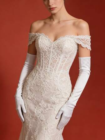 1 par de guantes largos de satén blanco para mujeres, guantes sexy adecuados para vestidos de noche, bodas, fiestas, accesorios nupciales