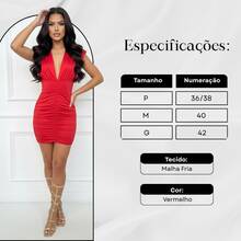Vestido Curto Isa Feminino Decotado Moda Elegante - Vermelho - Visão 4