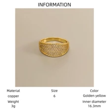 VKHK 1 pieza Anillo decorado con circonita brillante de lujo, adecuado como accesorio de boda/regalo para mujeres - Multicolor - Ver 17