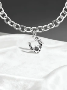 1个优雅金色马蹄形花朵吊坠，DIY串珠，适用于手链、项链、手镯，精致礼品，可用于DIY珠宝制作，送给女性和女孩的礼物 - 款式5 - 查看 3