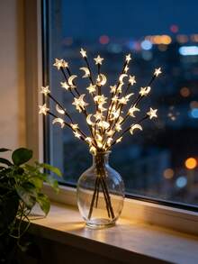 Star Moon Twig Lights, Lighted Branches For Vases, Lighted Branches, Moon And Stars Fairy Twig Lights, Suitable For Bedroom, Living Room, Battery Powered (Excluding Batteries) - 彩色 - 查看 2