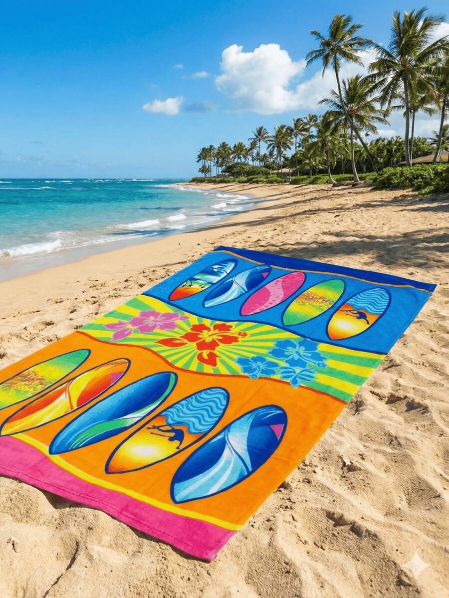 Set Of 5 Giant Beach Towels For Swimming Pool, Summer, 70cm X 1.40m, Premium - 各種各樣的 - 查看 1