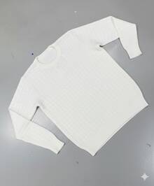 TRICOT DE LUXO Plus Size Sweater, Knit Links, Men's Basic Chic Thicker Pullover, Autumn/Winter Premium Line, Large Size - 白色 - 查看 2