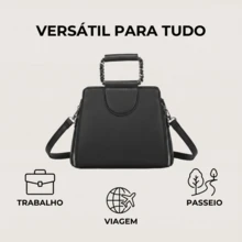 LaytonVivian L015 Classic Edition Women's Bag With Chain Strap And Minimalist Structured Design, Elegant And Sophisticated, In Premium PU Leather, With Zipper Opening, Adjustable Side Handle And Reinforced Hand Strap - Ideal For Work, Outings And Daily Events. - 黑色 - 查看 8