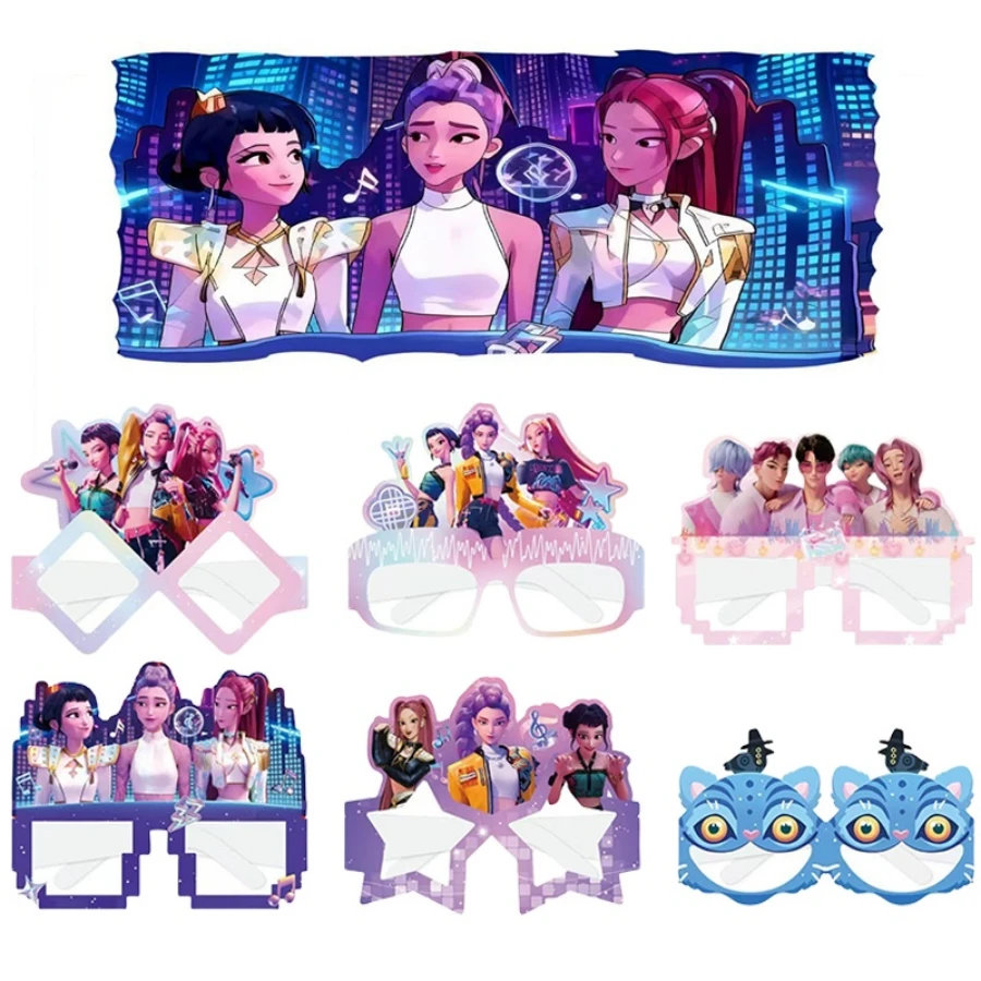 12pcs Kimetsu No Yaiba Paper Party Glasses, Photo Props, Suitable For Birthday Party Supplies, Gifts - Multicolor - View 1