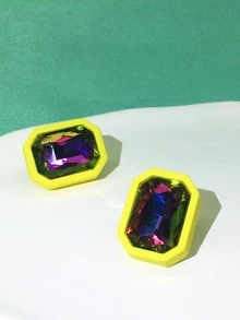 1 Pasang Anting Fashion Gaya Retro untuk Wanita, Cocok untuk Pemakaian Sehari-hari - Kuning - View 2