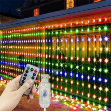 8-Mode Remote Control Curtain Lights, 4 Color Choices, Suitable For Valentine's Day, Family Gathering, Garden, Holiday, Birthday Party, Fairy Tale Wreath, Bedroom, Romantic Pink Atmosphere, Camping, Wedding Party Decoration - USB Curtain Light String - View 12