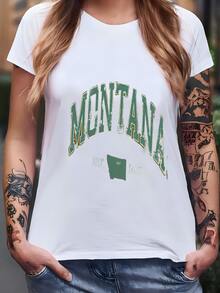 Womens  Montana Long Sve Shirt: Vintage Graphic Tee, Western Gift T-shirt - Blanco - Ver 2