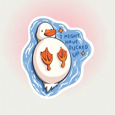 Matte Vinyl Sticker - Duck Design, UV & Waterproof, Suitable For Laptops, Water Bottles, Etc. | Laptop Decor, Humorous Design, Scratch-Resistant Material