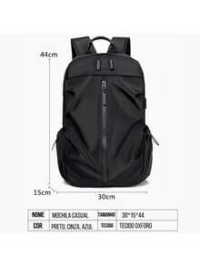Men's Waterproof College Backpack For Notebook - 黑色 - 查看 6