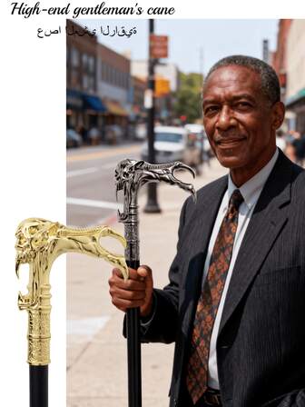 1 pieza Bastón de paseo de lujo para caballero, mango desmontable con forma de calavera de metal, estilo mediterráneo, adecuado para el Ramadán, festivales árabes, uso casual, retro, cosplay gótico, actuación de magos, regalo elegante de estilo británico de alta gama para hombres