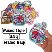 100pcs Random Patterns, Grass Bags, Plastic Packaging Bags, Grass Storage Bags, Candy Packaging, Resealable Bags, Ziplock Bags, 3D Bags, Polyester Film Bags, Vanilla Bags, Odor Proof Bags, Waterproof Bags, Storage Bags, And Sealed Bags - 彩色 - 查看 3