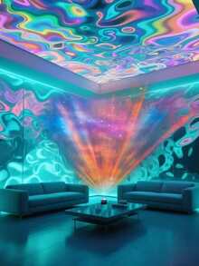 1pc LED Aurora Galaxy Projector, USB-Powered Plastic Bedroom Night Light, With Multi-Color Remote Control, Suitable For Room Decoration, Christmas, Valentine's Day, Camping, And Wedding Use - 多色光 - 查看 7