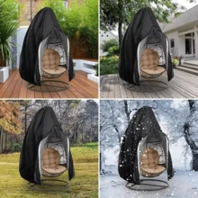 Zippered Patio Egg Chair Cover, Wicker Egg Swing Chair Cover, Waterproof Durable Windproof Outdoor Chair Cover, Windproof Hanging Chair Cover,Kitchen Decor,Household Items - Black - View 10