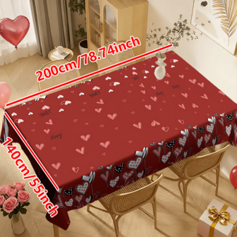 1/20pcs Valentine's Day Themed Tablecloth, With A Red Background And A Heart And Polka Dot Pattern Tablecloth, Romantic And Warm, Suitable For Living Room Dining Table Decoration, Adding A Sweet Feeling To The Home.