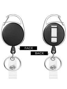 Retractable Badge Reel With Holder Clip Women And Men Retractable Key Ring Retractable Key Chain ID Badge Card Holder Oval-Shaped Pulling Key Chain Suitable For Work Id Card Credit Card Access Control Card ID Card And Key Storge Outdoor Camping Hiking Travel And Work Use Travel Accessories Outdoor Hiking Essential - Multicolor - View 7