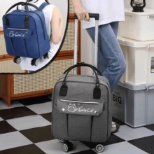 2pcs/Set 20" Underseat Carry On Luggage Oxford Expandable Softside Upright Luggage Set With 4 Spinner Wheels Rolling Travel Bags For Men Women - Grey - View 2