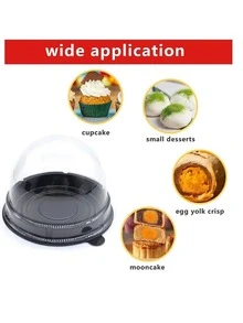 50pcs Cupcake Boxes, Individual Transparent Single Cupcake Boxes, Plastic Cupcake Liners, Individual Cupcake Bags, Dome-Lid Cupcake Cups, Suitable For Wedding Display, Muffin Cake Party, Disposable