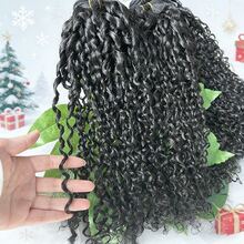 BINF Pixie Curly Double Weft Hair Bundles 14-24 Inch Brazilian Human Hair Weave 1 Bundles Kinky Pissy Curly Human Hair Bundles Extensions - Natural Black - View 3
