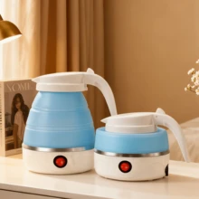 Hervidor eléctrico plegable, hervidor plegable de silicona, activación de calentamiento con un solo toque, diseño portátil y compacto, ebullición rápida, ahorro de espacio, adecuado para uso doméstico, en la oficina, en viajes y en acampadas. - Rosa - Ver 5