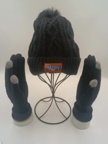 1pc Women's Thick Warm Wool Hat, Women's Winter Wool Pom Pom Knit Hat, Multi-Functional Thick Cold-Proof Hat - Black - View 15