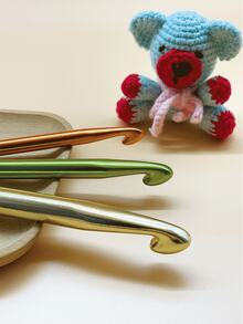 1支/3支装大号铝制钩针，包含15毫米/12毫米/10毫米粗毛线专用巨型钩针，专为手工编织毛毯而设计。 - 彩色 - 查看 1