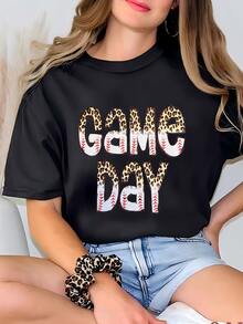 Womens Baseball Game Day Tshirt T-shirt - Negro - Ver 1