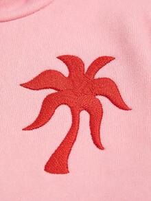 Pink Hoodies For Women Men Palm Tree Graphic Pullover Y2K Sweatshirt Casual Loose Fit Long Sleeve Hooded Top With Pocket - Hồng - Xem 5