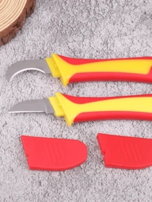 Peeling Knife Electrician Knife Insulated Cable Stripping Snips Straight Curved Hook Fixed Blade Wire Stripper Peeling Hand TooL - Black - View 8