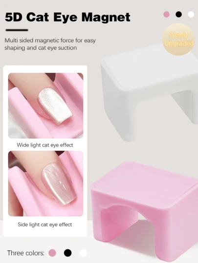 SAUA 5D猫眼美甲磁性工具 - 防滑指套，带强力磁铁，多种颜色可选（粉色、紫色），适用于DIY美甲和美甲沙龙