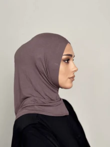 女士头巾套装（2件套）：1顶莫代尔针织帽 + 1条棉质筒状头巾，适合日常佩戴 - 棕色 - 查看 5