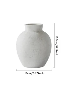 Vaso de cerâmica vintage (1 unidade), estilo rústico retrô, redondo e decorativo, ideal para encontros em casa, decoração de sala de estar, igreja, escritório, hall de entrada e para arranjos de flores. Vaso de vidro. - Branco - Ver 3